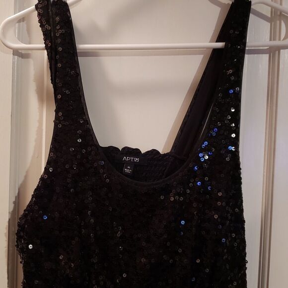 Stunning Apt 9 Beaded Sparkly Top Black Party Dress Medium‎ Trendy Timeless - Picture 5 of 16